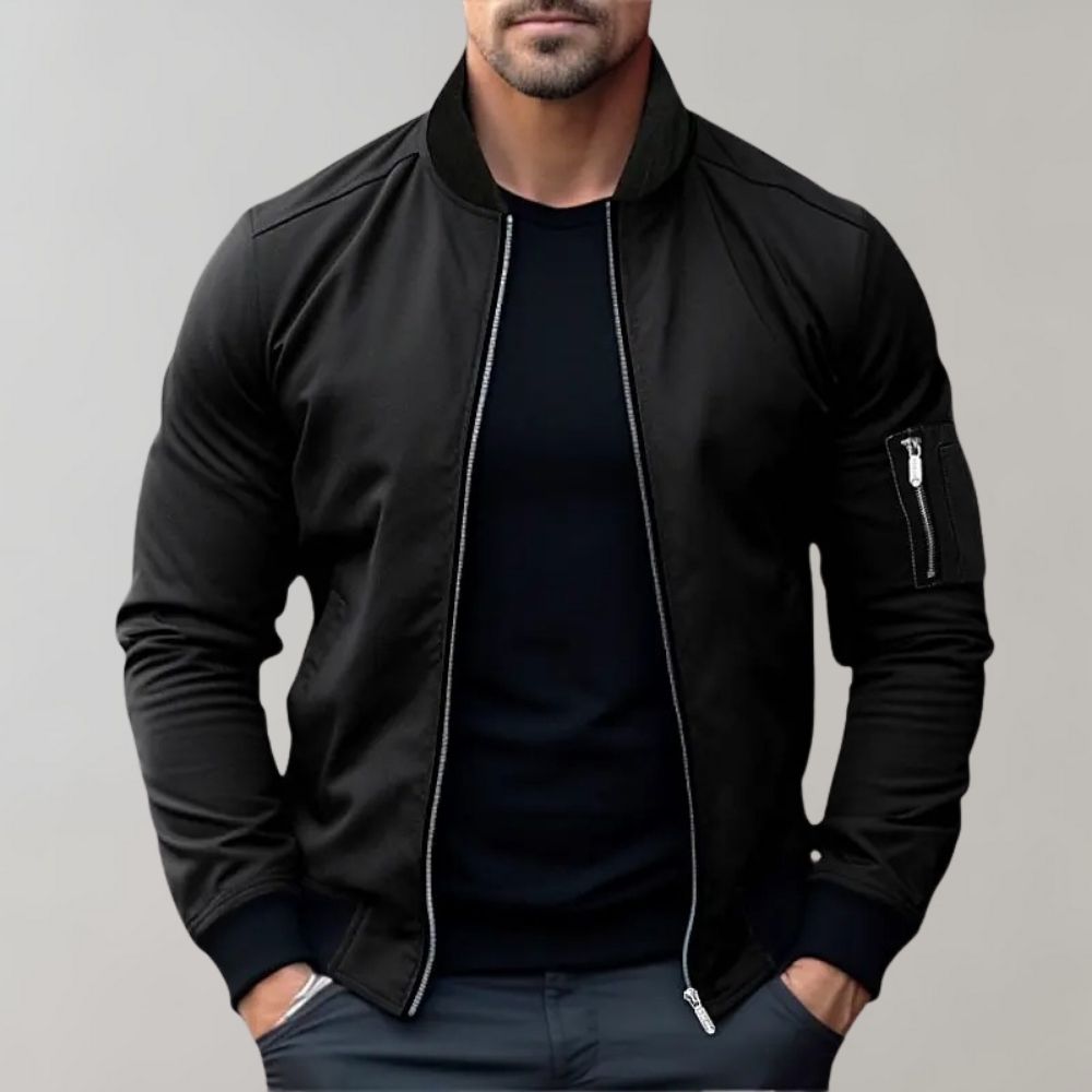 R&B | Herren Leichte Allwetter Bomberjacke mit Rippbündchen