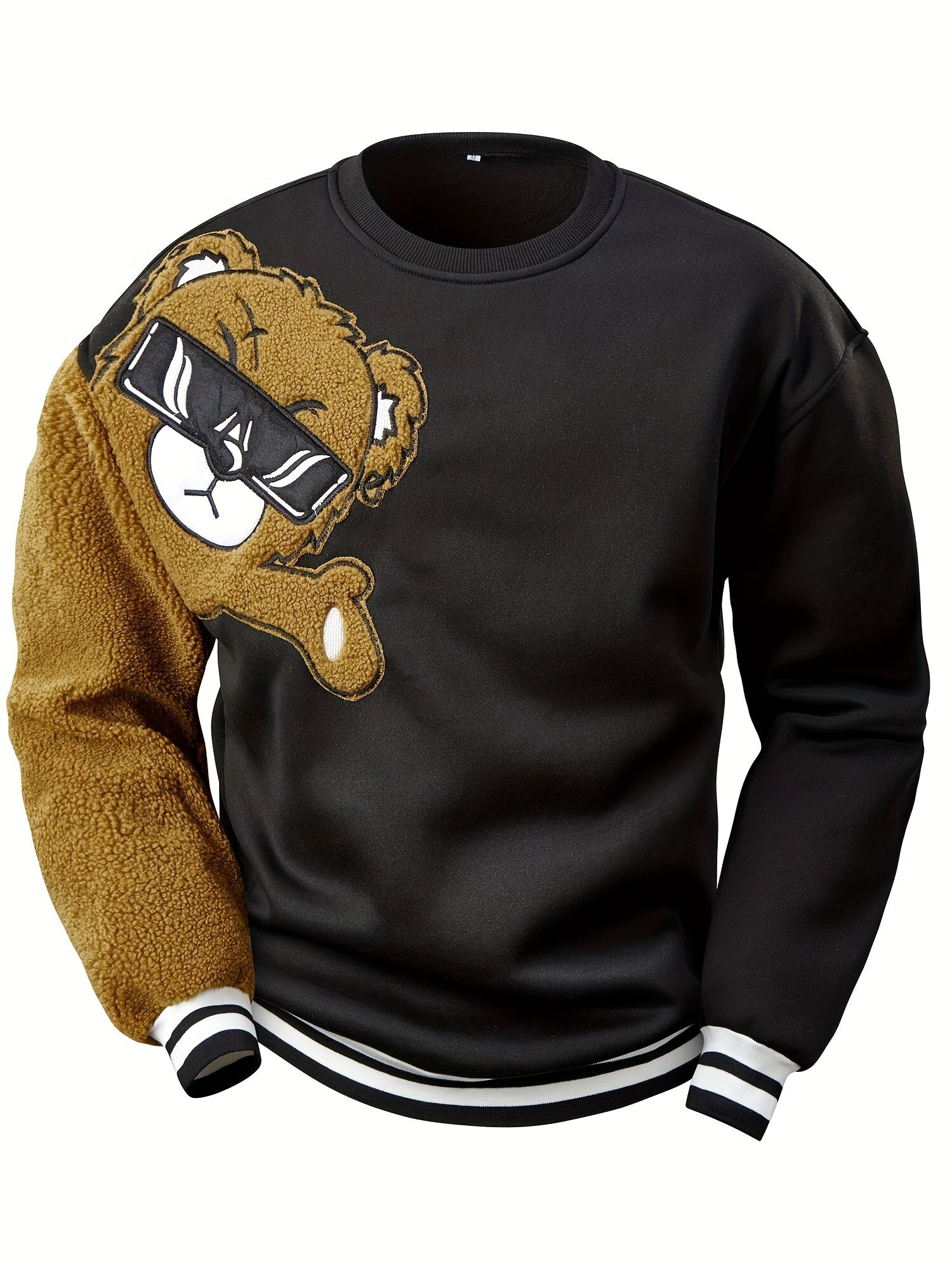 R&B | Herren Sweatshirt mit gesticktem Cartoon-Bär