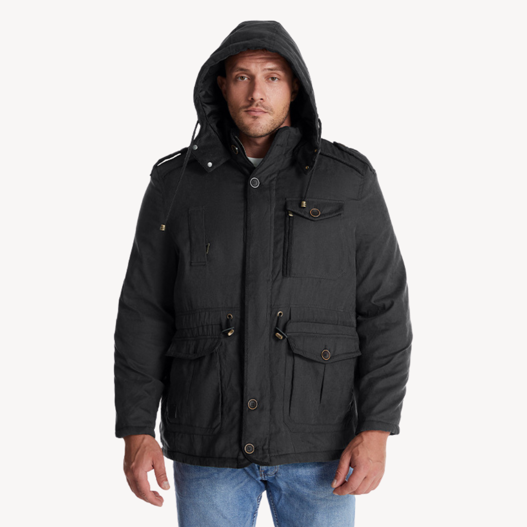 R&B | Herren wasserdichter Winterparka mit fellgefütterter Kapuze