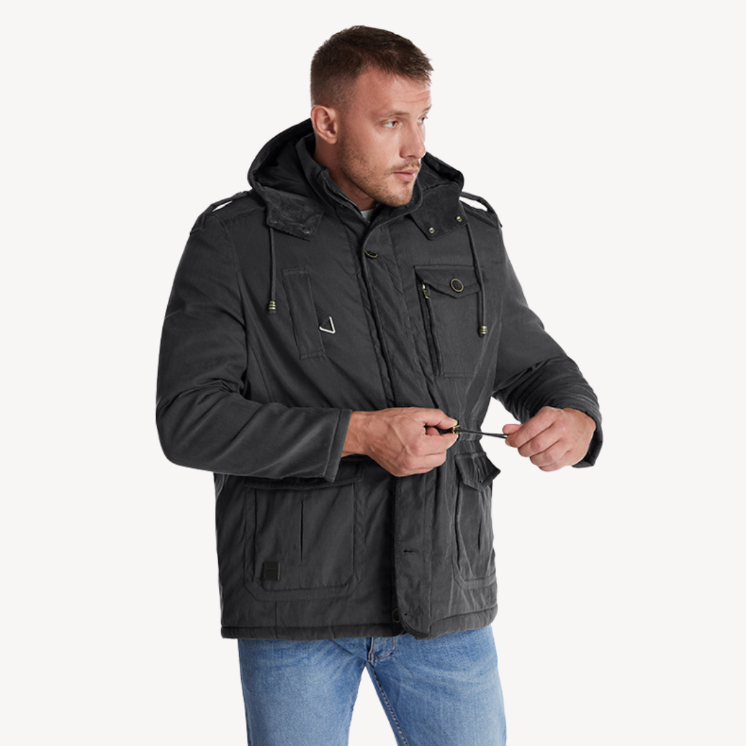 R&B | Herren wasserdichter Winterparka mit fellgefütterter Kapuze