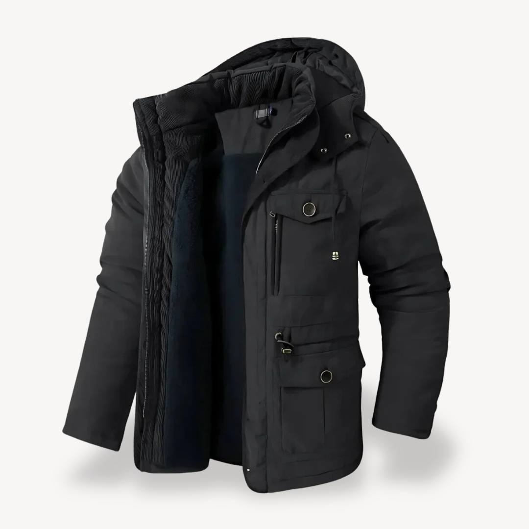 R&B | Herren wasserdichter Winterparka mit fellgefütterter Kapuze