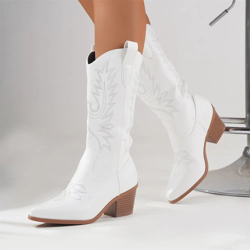 Moderne Westliche Elegante Blockabsatz Bequeme Stiefel R&B