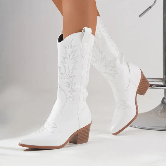 Moderne Westliche Elegante Blockabsatz Bequeme Stiefel R&B