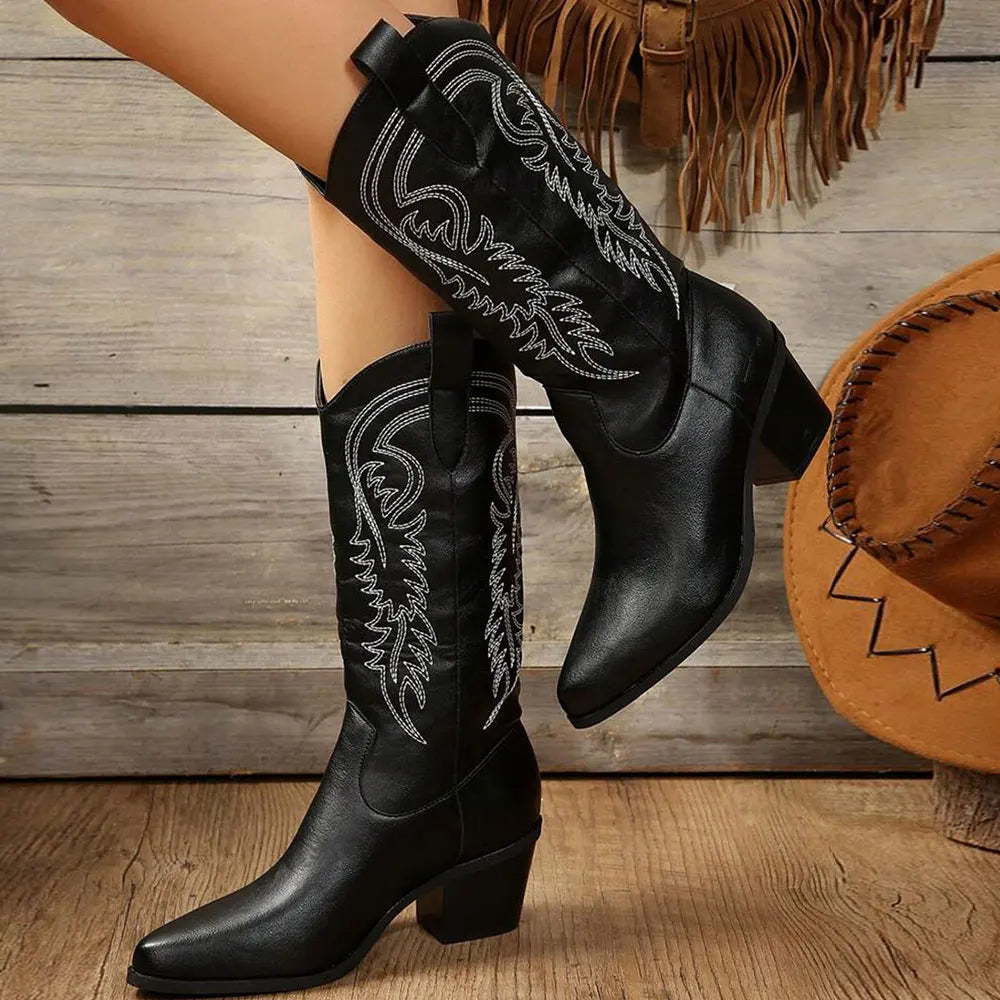 Moderne Westliche Elegante Blockabsatz Bequeme Stiefel R&B