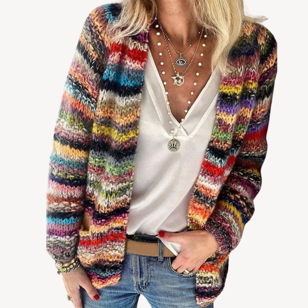 R&B | Damen Mehrfarbiger Strickcardigan