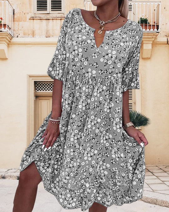 R&B | Kleid mit Blumenmuster und Lockerer Passform für Damen
