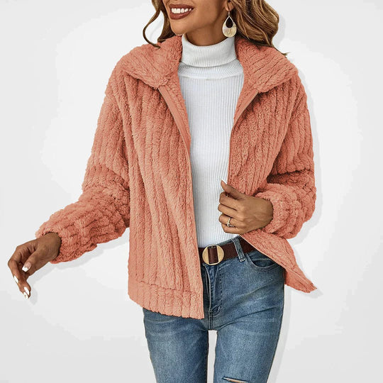 R&B | mantel - Relaxed fit - Plüschgerippte Struktur - Reißverschluss - Hoher Kragen casual Stil
