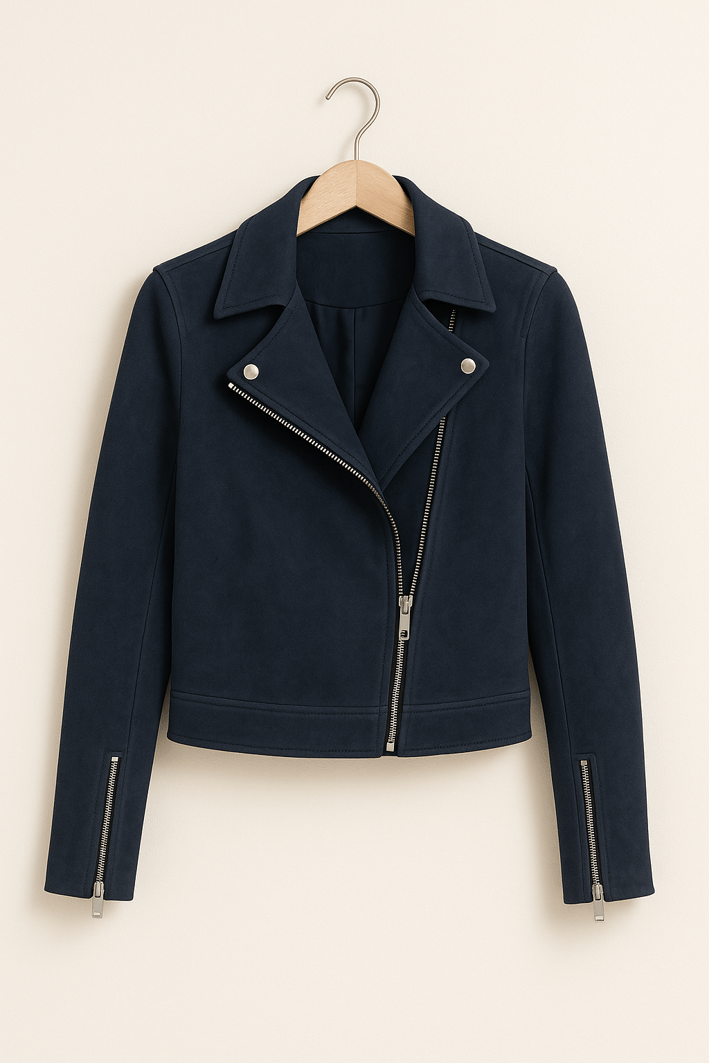 R&B | Bikerjacke Aus Wildlederimitat Stylische Übergangsjacke mit Reißverschlussdetails