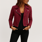 R&B | Bikerjacke Aus Wildlederimitat Stylische Übergangsjacke mit Reißverschlussdetails