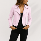 R&B | Bikerjacke Aus Wildlederimitat Stylische Übergangsjacke mit Reißverschlussdetails