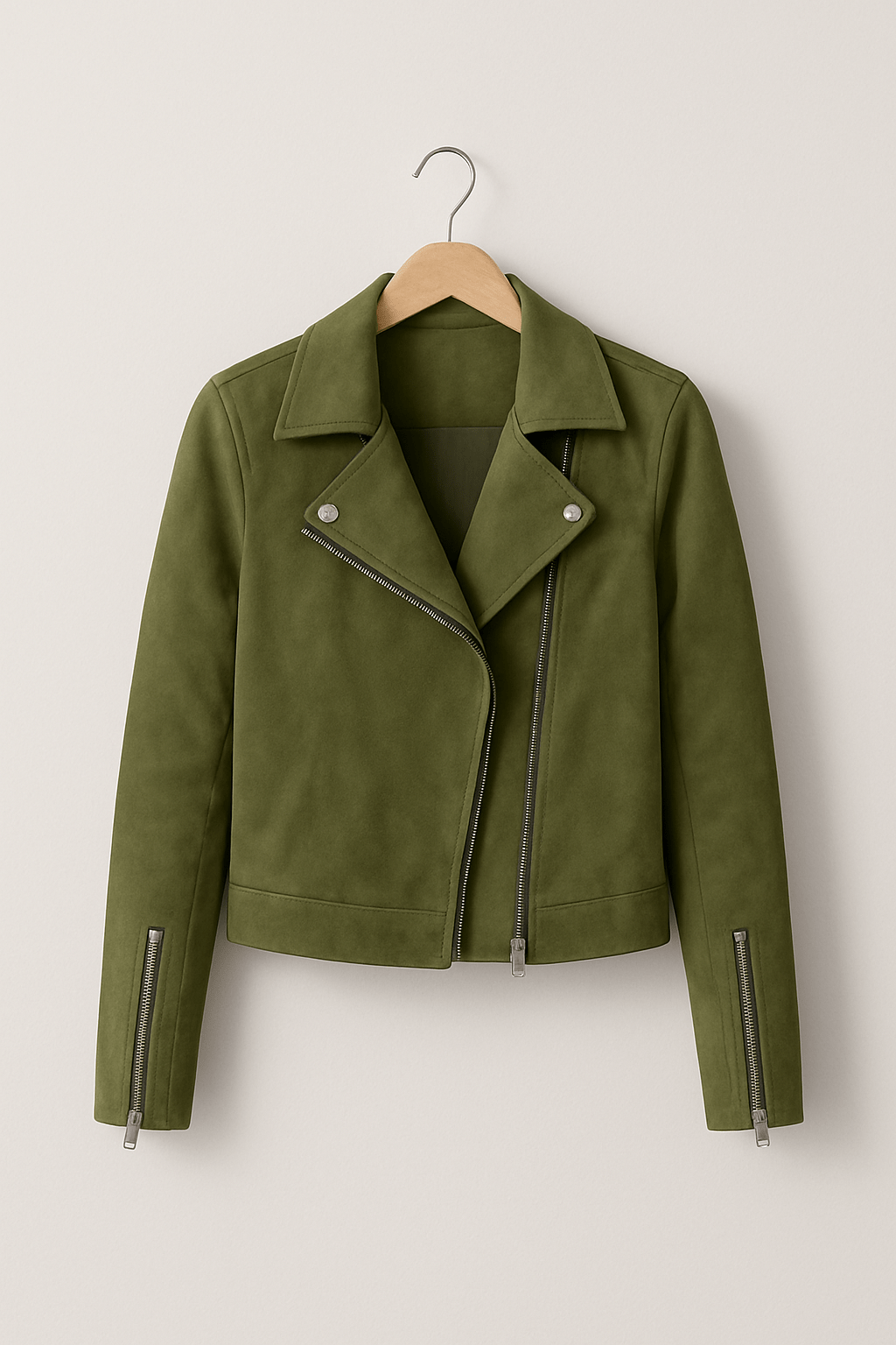 R&B | Bikerjacke Aus Wildlederimitat Stylische Übergangsjacke mit Reißverschlussdetails