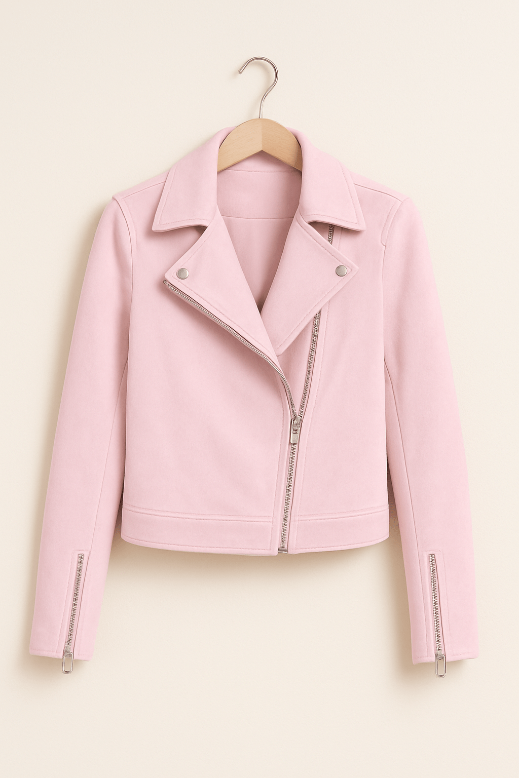 R&B | Bikerjacke Aus Wildlederimitat Stylische Übergangsjacke mit Reißverschlussdetails