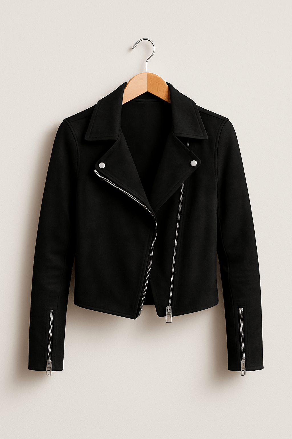 R&B | Bikerjacke Aus Wildlederimitat Stylische Übergangsjacke mit Reißverschlussdetails