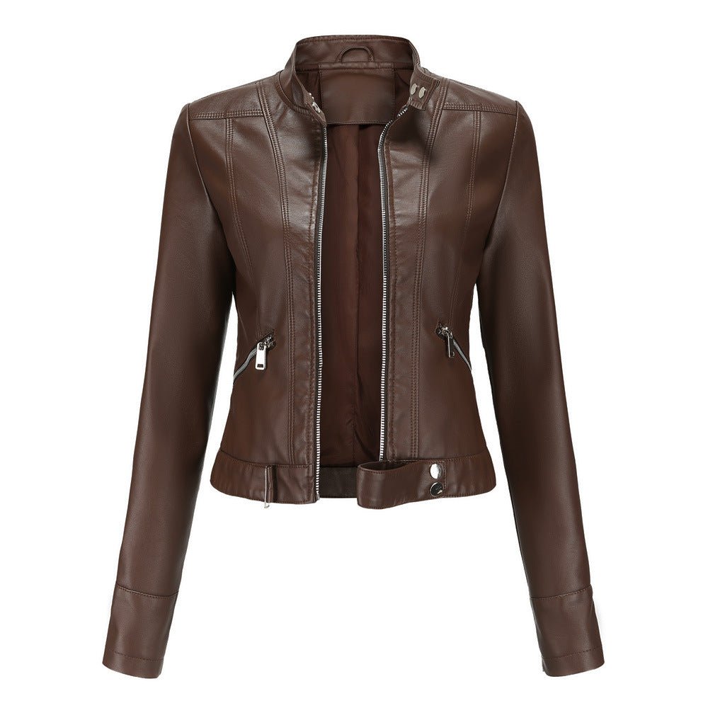 R&B | Jacke Im Biker Stil Kurzjacke mit Reißverschluss und Stehkragen