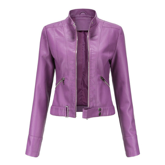 R&B | Jacke Im Biker Stil Kurzjacke mit Reißverschluss und Stehkragen
