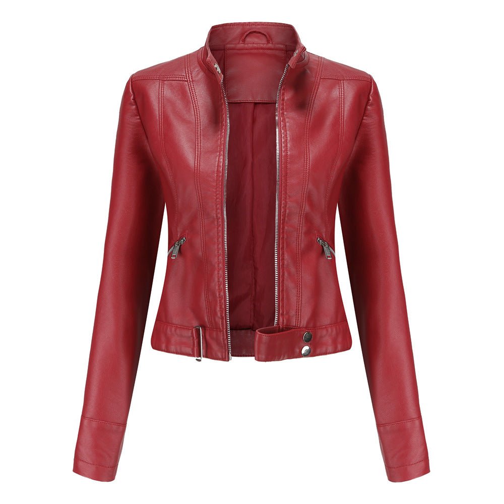 R&B | Jacke Im Biker Stil Kurzjacke mit Reißverschluss und Stehkragen
