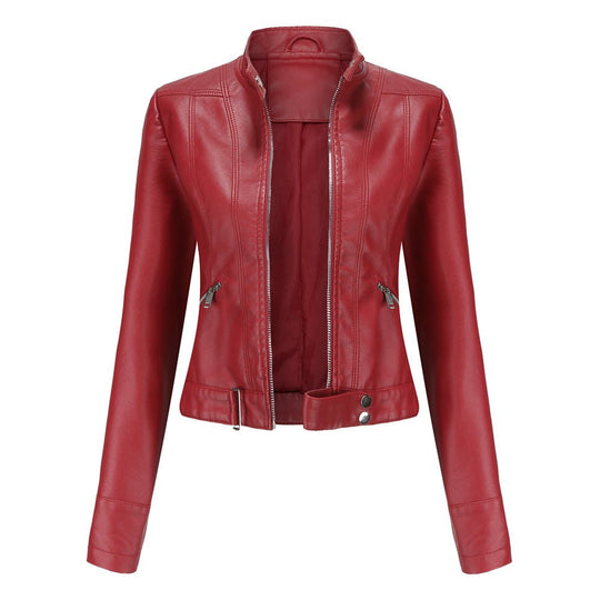 R&B | Jacke Im Biker Stil Kurzjacke mit Reißverschluss und Stehkragen