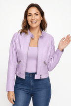 R&B | Jacke Im Biker Stil Kurzjacke mit Reißverschluss und Stehkragen
