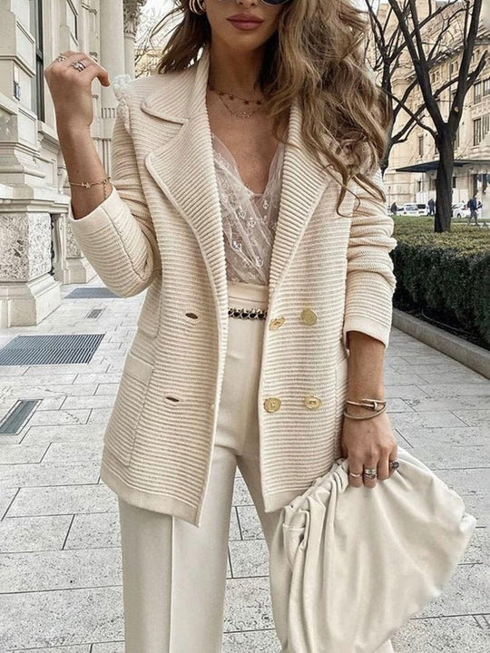 R&B | Damen Strickblazer mit Doppelknopfverschluss