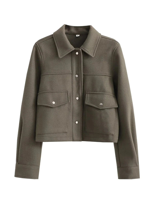 R&B | Kurzjacke - Wollmischung - Maßgeschneiderte Passform - Utility-Stil - Knopfverschluss