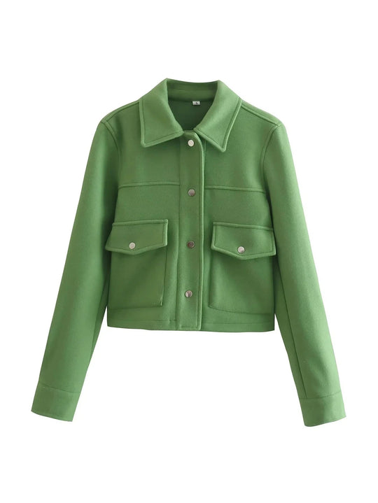 R&B | Kurzjacke - Wollmischung - Maßgeschneiderte Passform - Utility-Stil - Knopfverschluss