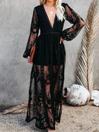R&B | Elegantes und Fließendes Boho Spitzen-Maxikleid für Damen