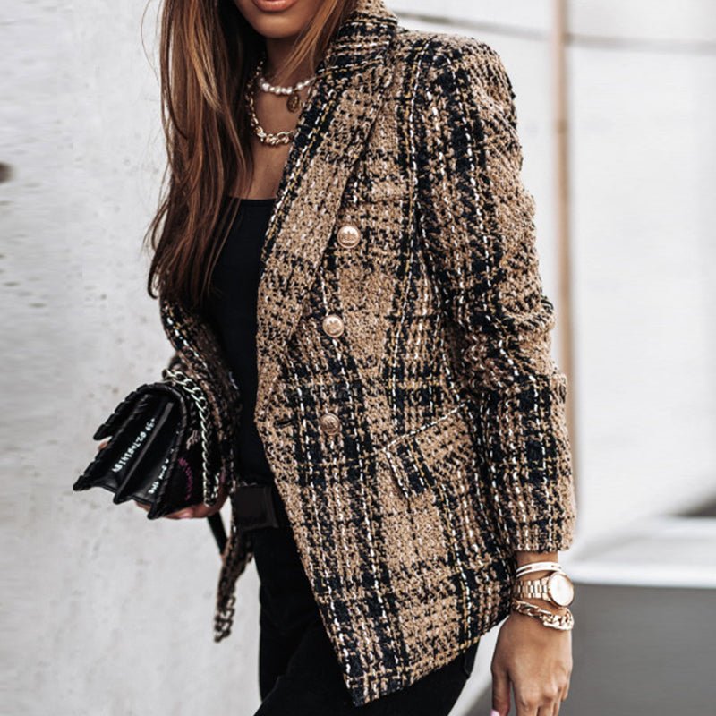 R&B | Langarm Kariert Blazer - Strick
