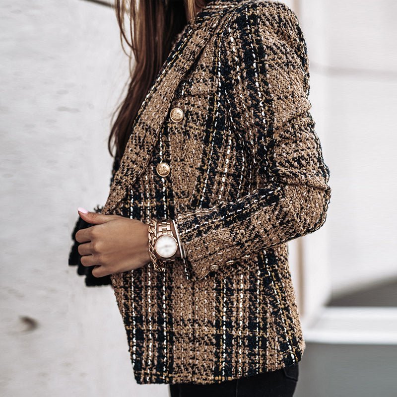 R&B | Langarm Kariert Blazer - Strick