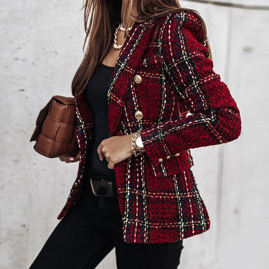 R&B | Langarm Kariert Blazer - Strick