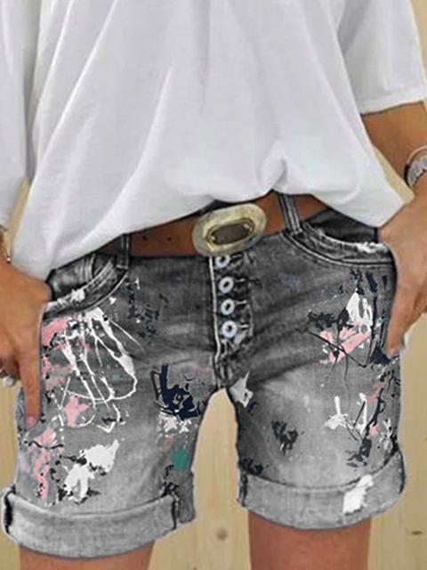 R&B | Multi Knopf-Druck Denimshorts