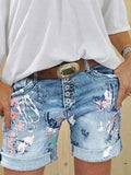 R&B | Multi Knopf-Druck Denimshorts