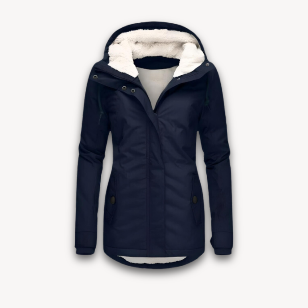 R&B | Damen Wasserdichte Winterjacke mit Kunstfellfutter