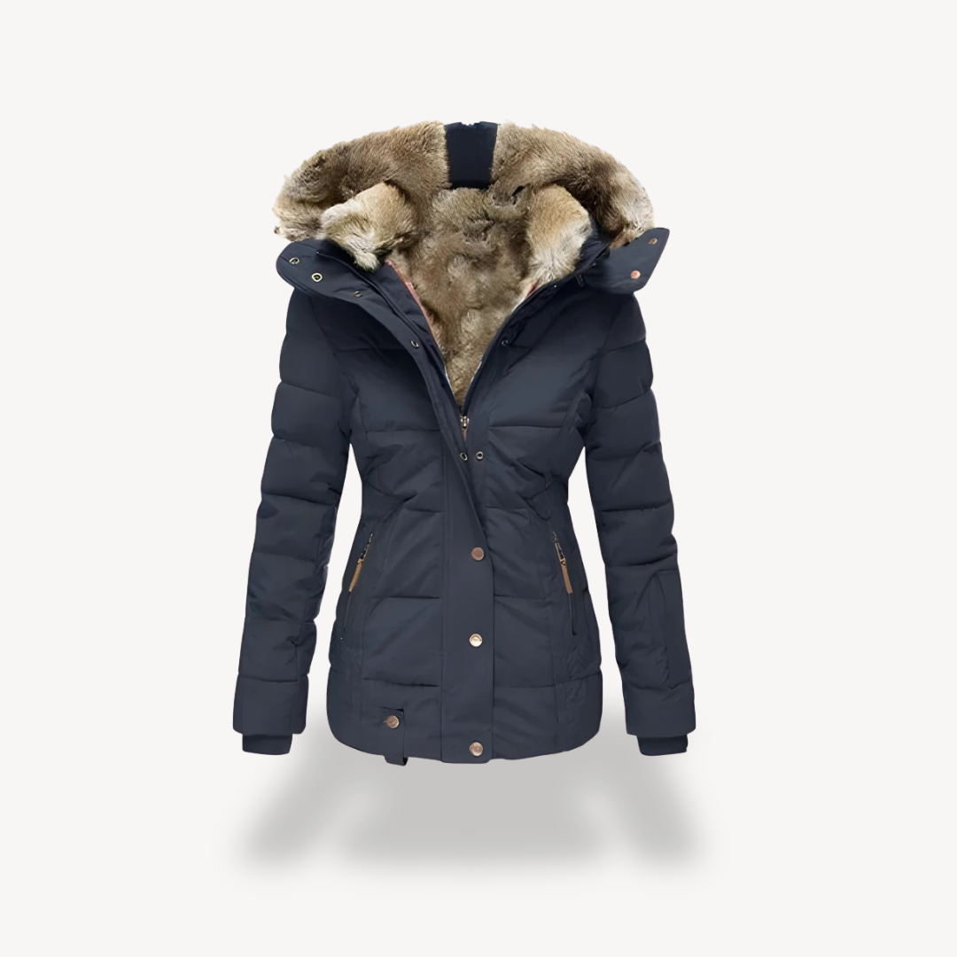 R&B | Damen Gesteppter Parka mit Abnehmbarem Kunstfellkapuze