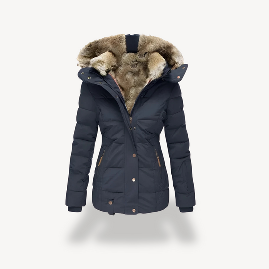 R&B | Damen Gesteppter Parka mit Abnehmbarem Kunstfellkapuze