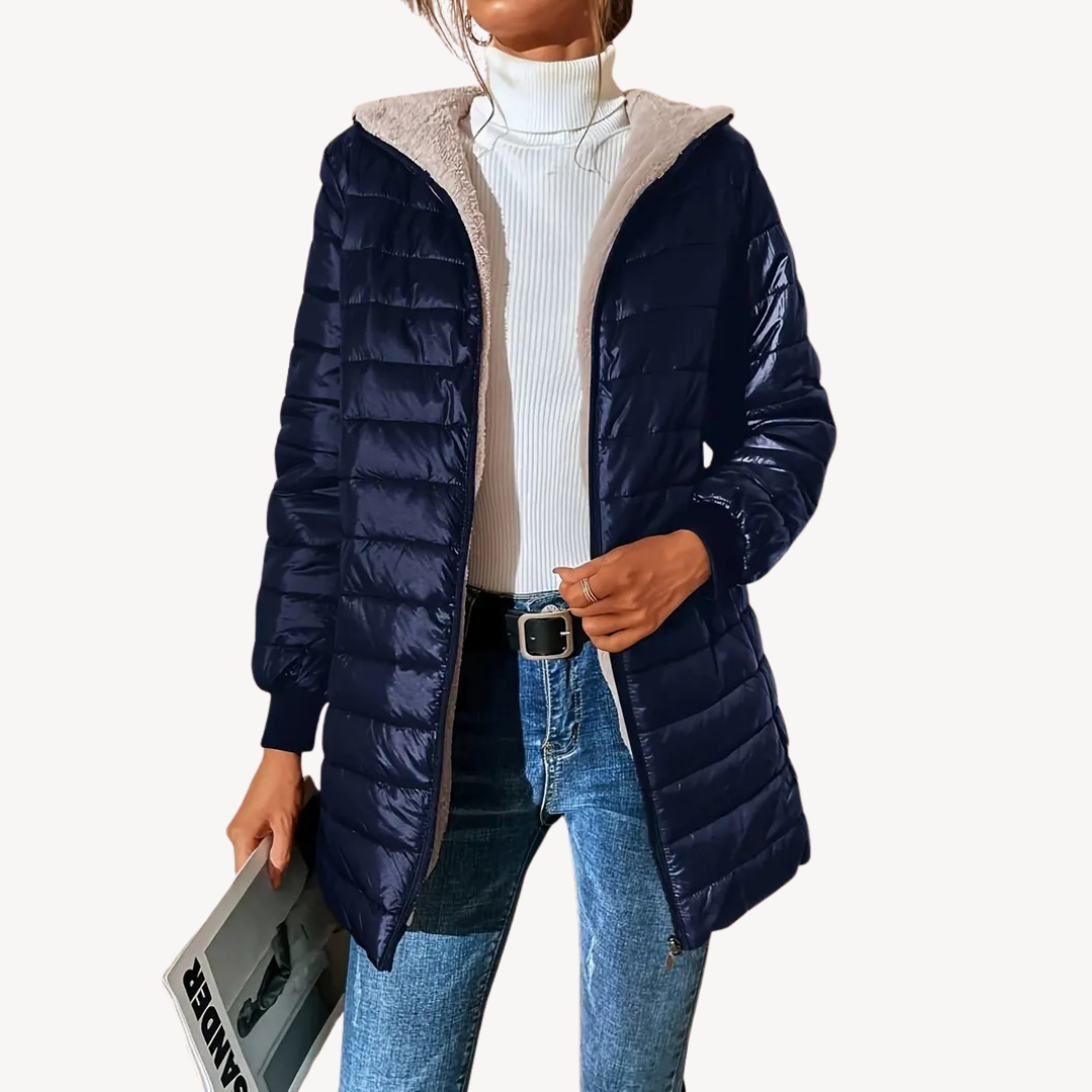 R&B | Damen Kunstpelz Futter Gesteppte Kapuzenjacke