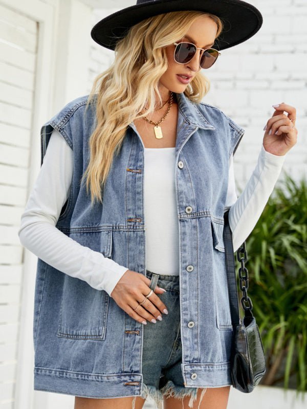 R&B | Neues Denim-Weste Sommermode-Trend Denim Ärmellose Weste
