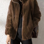 R&B | Lässige Warme Teddy-Jacke mit Kordelzug und Reißverschluss