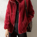 R&B | Lässige Warme Teddy-Jacke mit Kordelzug und Reißverschluss