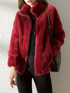 R&B | Lässige Warme Teddy-Jacke mit Kordelzug und Reißverschluss