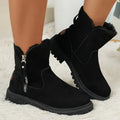 R&B | Damen Plüschgefütterte Stiefel mit Seitenreißverschluss – Gemütliche Winterkurzstiefel