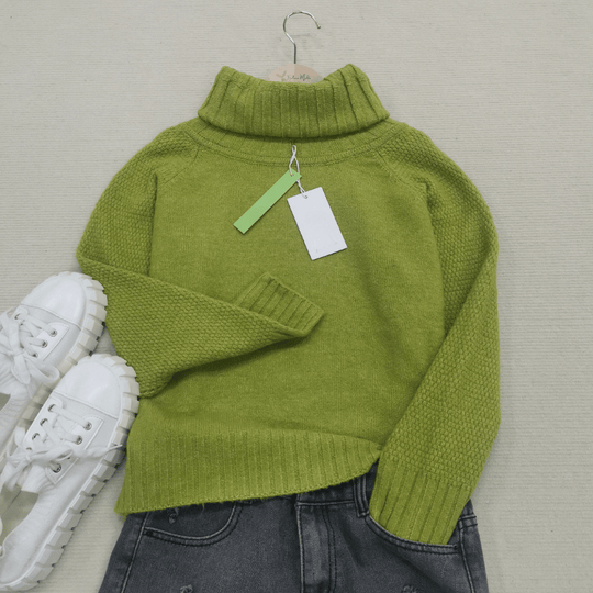 R&B | Übergroßer Strickrollkragenpullover In Grasgrün