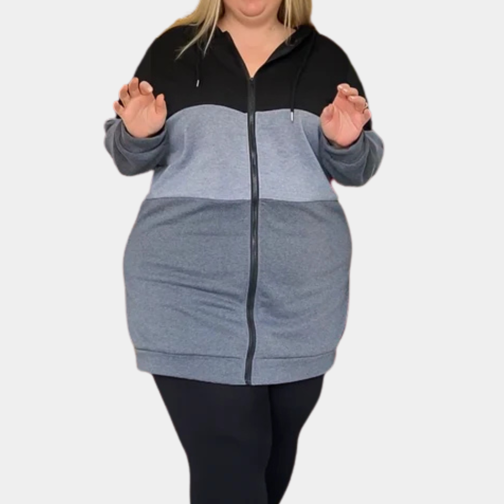 R&B | Lange Kapuzenjacke mit Reißverschluss für Damen im Herbst