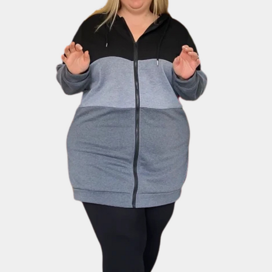 R&B | Lange Kapuzenjacke mit Reißverschluss für Damen im Herbst