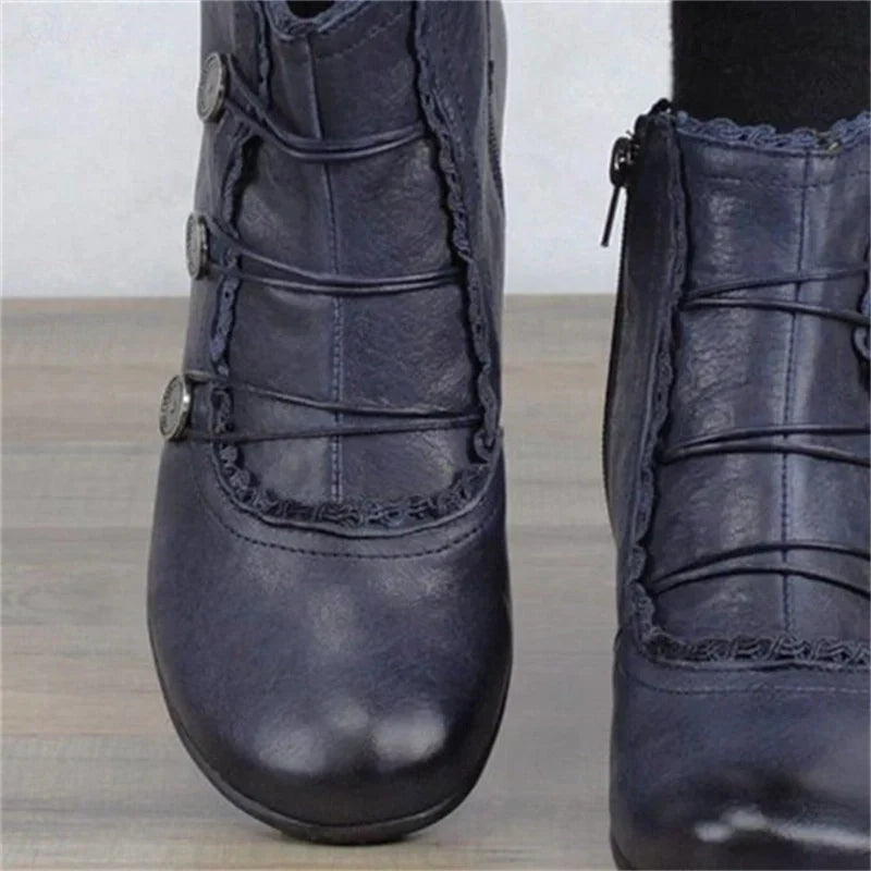 R&B | Damen Viktorianische Schnür-Stiefeletten mit Spitzenbesatz