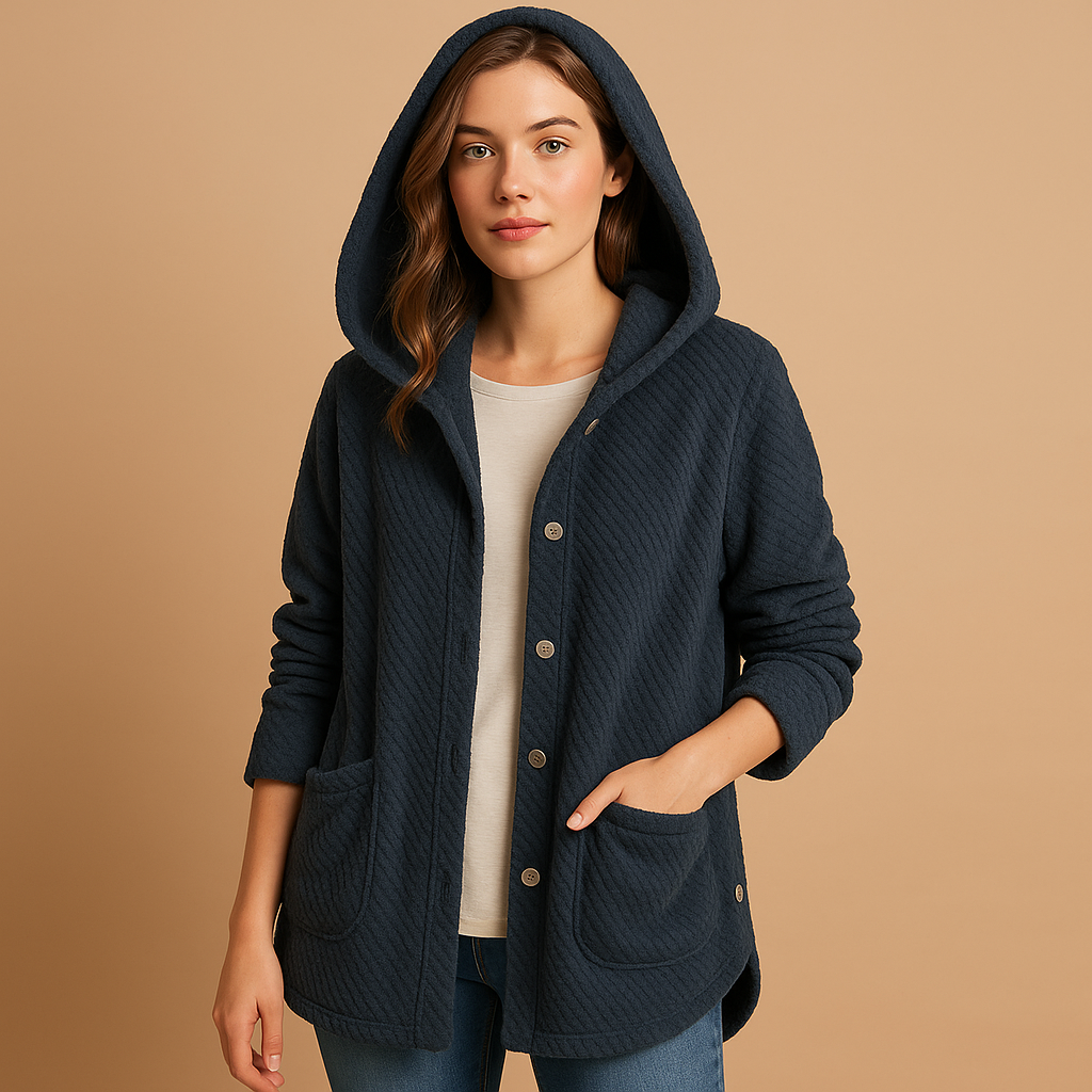 R&B | Weiche Damen Teddyjacke mit Kapuze