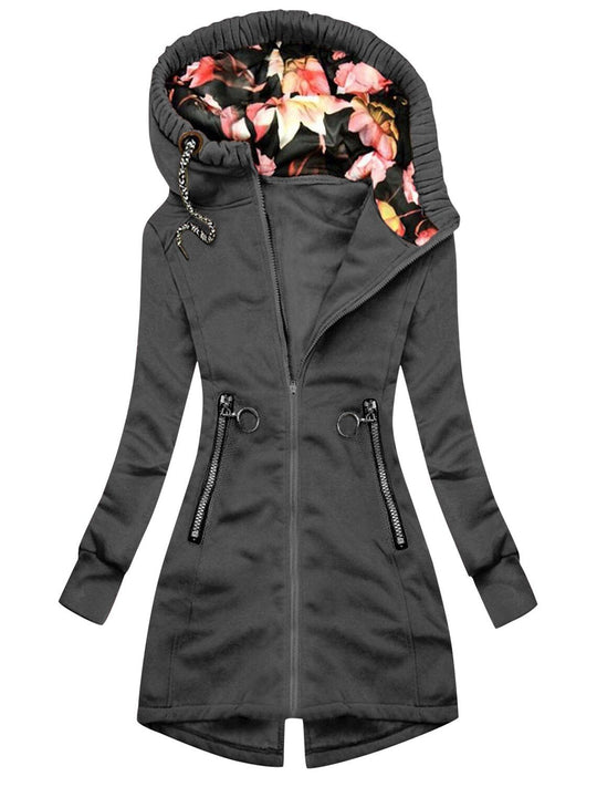 R&B | Damen Wasserdichte Regenjacke Mit Kapuze Und Blumenmuster | Perfekt Für Outdoor Aktivitäten