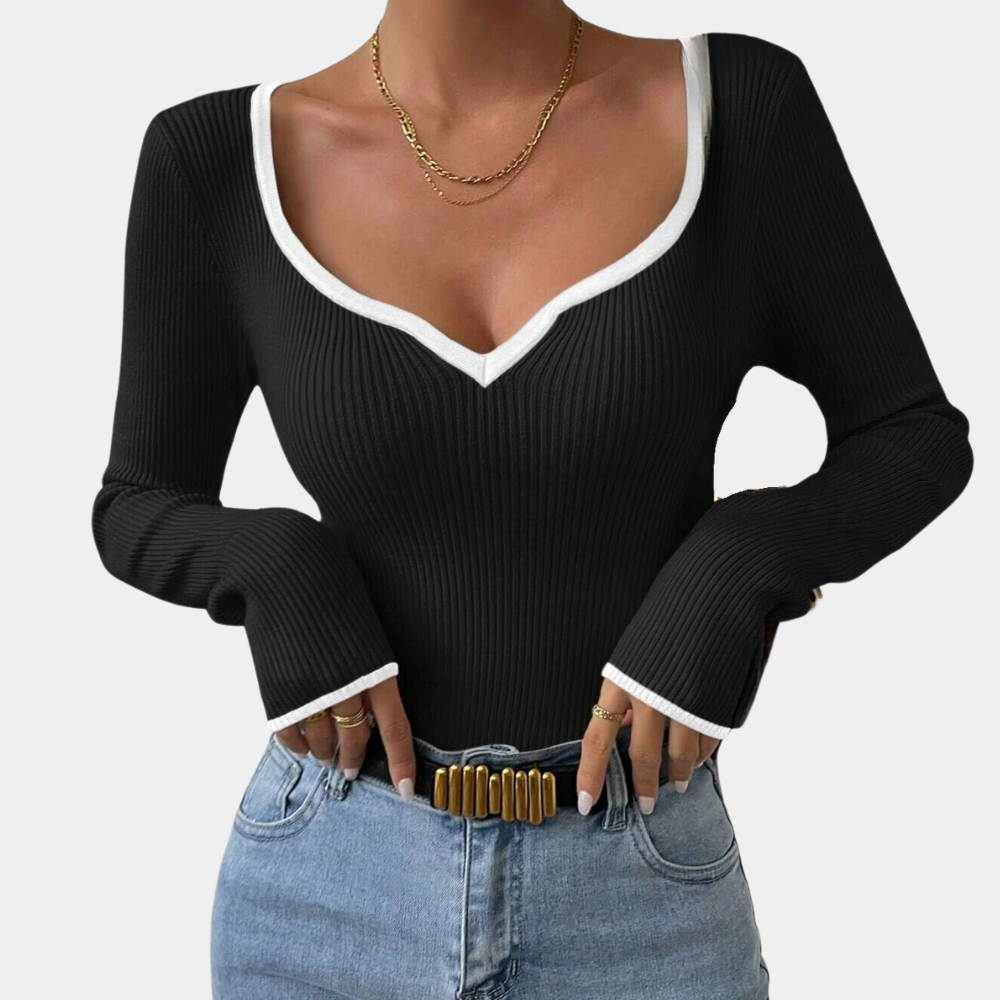 R&B | Stylisher V-Ausschnitt Oberteil für Frauen