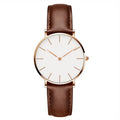 R&B | Runde Zeitlose Minimalistische Uhr mit Lederarmband für Frauen