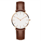 R&B | Runde Zeitlose Minimalistische Uhr mit Lederarmband für Frauen