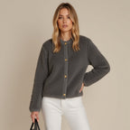 R&B | Cardigan - Damen Herbst Flauschiger Strickcardigan mit Dekorativen Knöpfen